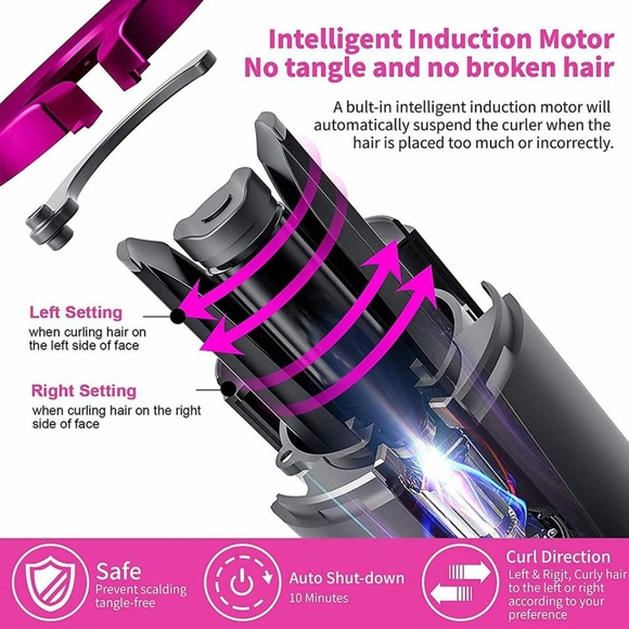 Automatic Hair Curler, Cordless Automatic Curling Iron Portable Ceramic Barrel - Picture 6 of 8